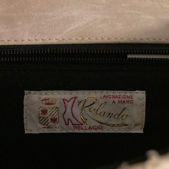 👜✨ Vintage Rolando Bellagio Beige Python-Embossed Leather Clutch w/ Gold Buckle - Picture 6 of 14